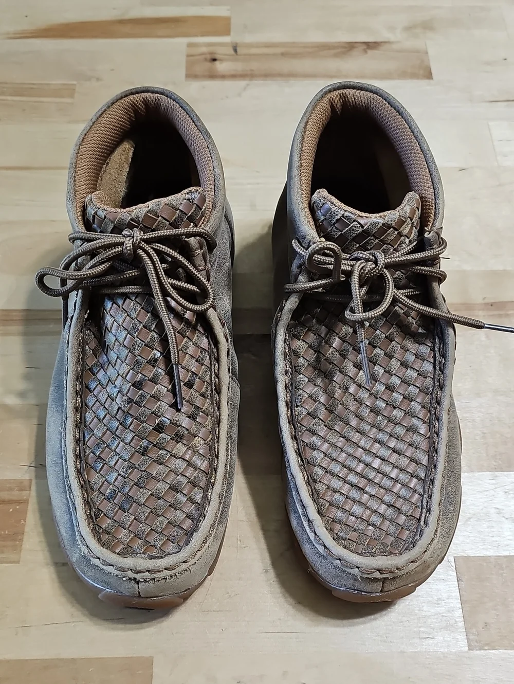 ​Twisted X Kids Leather Basketweave Chukka Driving Mocs Brown Size 4